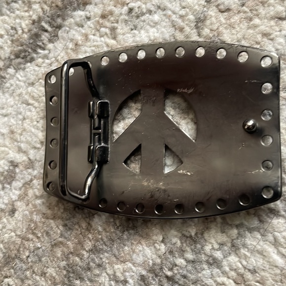 New rhinestone metal belt buckle n 2 peace iron on patches main image 4